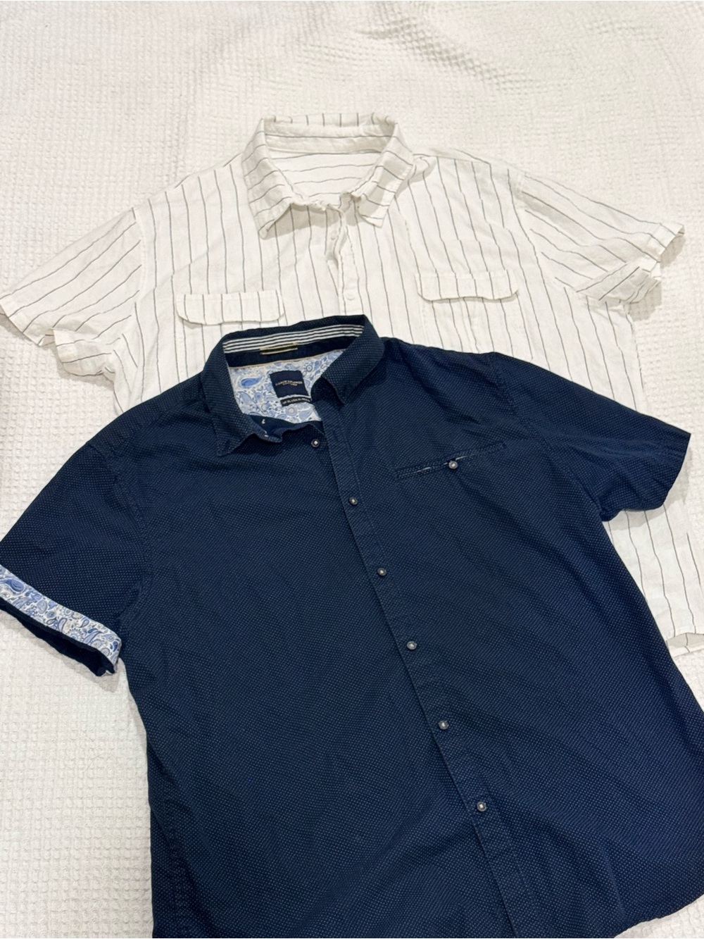 Men's Navy Short-Sleeve Button-Up Shirt - Casual Smart bundle XL